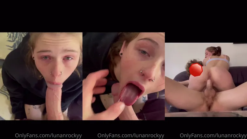 Lunanrockyy Sloppy Facefuck and Hardcore Cowgirl On The Sofa