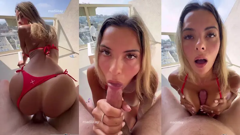 Madiiitay POV Balcony Blowjob And Titfuck