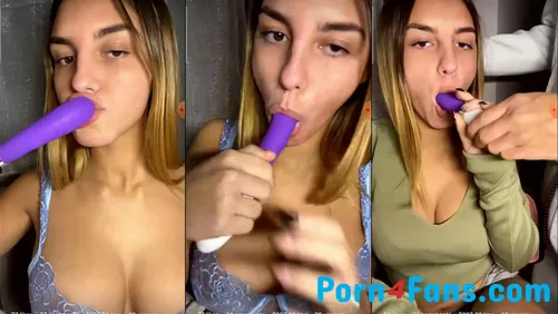 Busty Italian Teen Onlylovestella Sucking Her Dildo in 4K