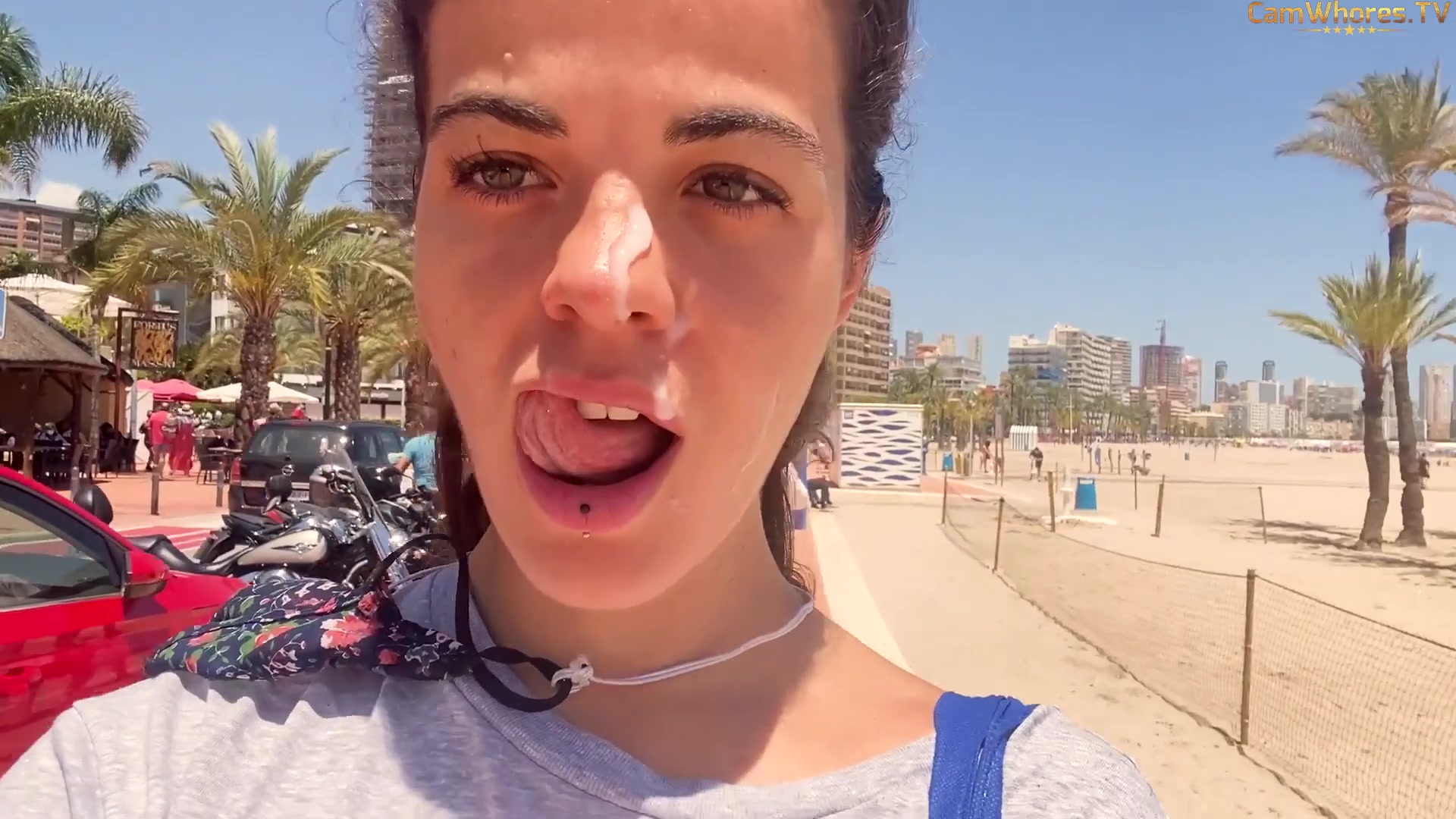 Banana Nomads Blowjob and Public Cum Walk On The Beach | Porn4Fans