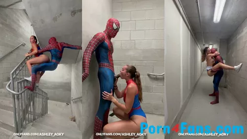 The Amazing Spidergirl and Spiderman Sextape In Public - Ashley Aoky