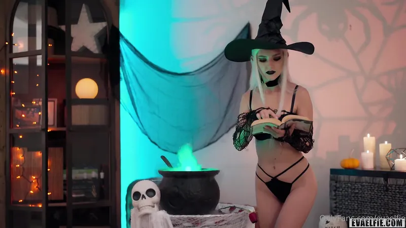 Hot Witch Eva Elfie Makes Him CUM TWICE On Halloween