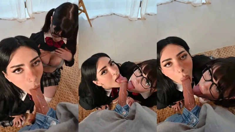 CupofChaii and Soogsx Sucking and Licking His Shaft