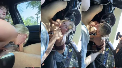 Beautiful Cartercameron Sucks and Milks His Cock In The Car