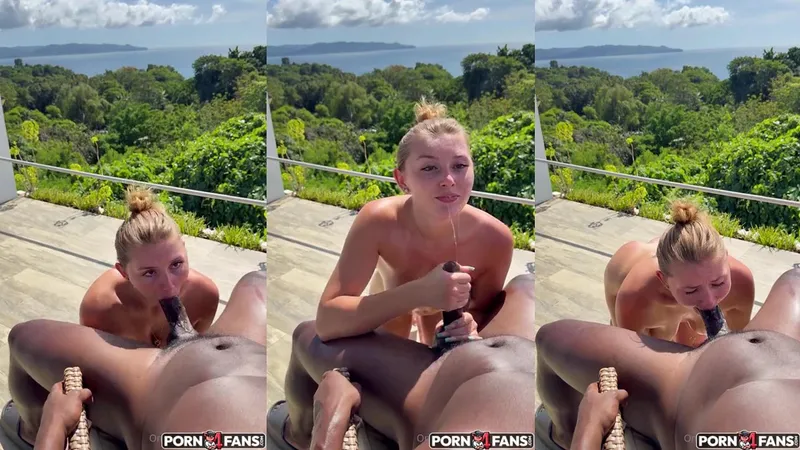 Amyyyy007 Double Handed Blowjob On The Balcony